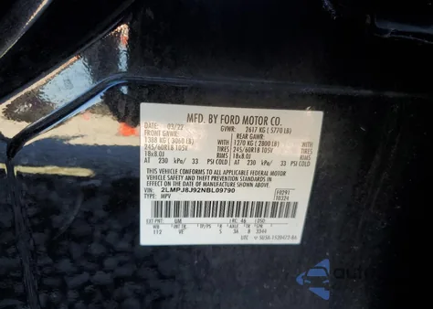 2022 Lincoln Nautilus z USA, uszkodzony, nr VIN 2LMPJ8J92NBL09790